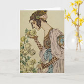 アールヌーボー カード (黄色い花)