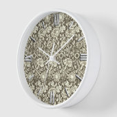 アールヌーボー・カーネーション・ダマスク、ターペ、ホワイト 壁時計 (傾斜)