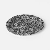 アールヌーボー·カーネーション·ダマスク、白黒 ペーパープレート (アングル)