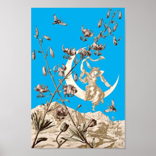 アールヌーボー・ガール・オン・クレセント・ムーン・バイ・ア・セダー ポスター (正面)