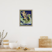 アールヌーボー「ガール&シーヘビ」 16x20 ポスター (キッチン)