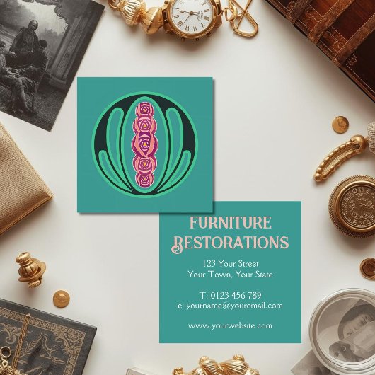 アールヌーボー グリーンクリーム スクエア名刺