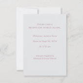 アールヌーボー·コウノトリがベビー発表 案内状 (裏面)