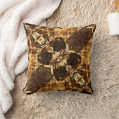 アールヌーボー：ゴールデンブラウンヴィンテージ クッション (ブランケット)