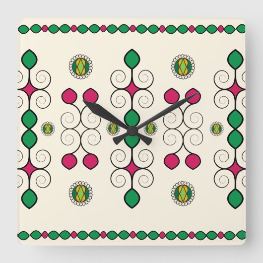 アールヌーボー スクエア壁時計 (正面)