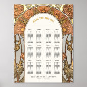 アールヌーボー スタイルの ヴィンテージ ウェディング シーティングチャート 箔ポスター (正面)