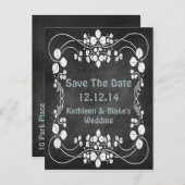 アールヌーボー・チョーク・ボード・セーブ・ザ・デイト 案内ポストカード (正面/裏面)