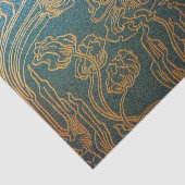 アールヌーボー、ティール(緑がかった色)および金ゴールドのティール(緑がかった色)、金ゴールド、花柄 薄葉紙 (詳細)