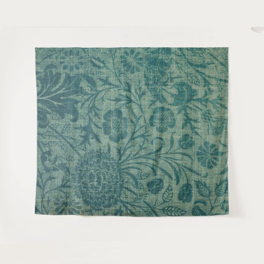 アールヌーボー,ティール(緑がかった色),ウィリアム・モリススタイル,フローラ,シック タペストリー (正面(横))