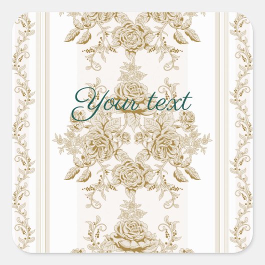 アールヌーボー，トワール，フローラ，パターン，ベージュ，シック，エレガン スクエアシール (正面)