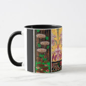 アールヌーボー·ハミングバード·フラワー·タイル·パターン マグカップ (左)