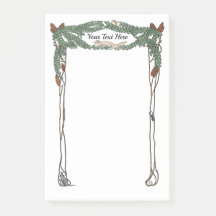 アールヌーボー·パイン·コーンズ·自然·テーマード·ポストIt