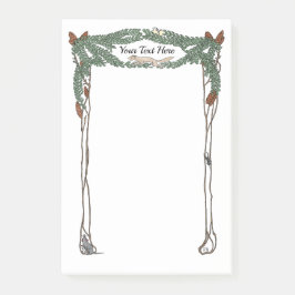 アールヌーボー·パイン·コーンズ·自然·テーマード·ポストIt ポストイット