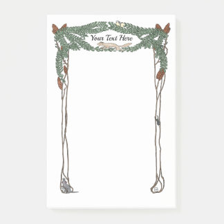 アールヌーボー·パイン·コーンズ·自然·テーマード·ポストIt ポストイット