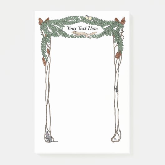 アールヌーボー·パイン·コーンズ·自然·テーマード·ポストIt ポストイット (正面)