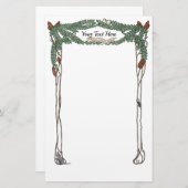 アールヌーボー·パイン·コーン·自然·テーマ文房具 便箋 (正面/裏面)