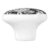 アールヌーボー・ピーコック・プリント、白黒 セラミックノブ (側面)