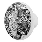 アールヌーボー・ピーコック・プリント、白黒 セラミックノブ (右)