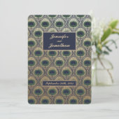 アールヌーボー ペコック 結婚式 招待状 ゴールド フォイル (スタンド正面)