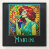 アールヌーボー・マルティーニ ガラスコースター (正面)
