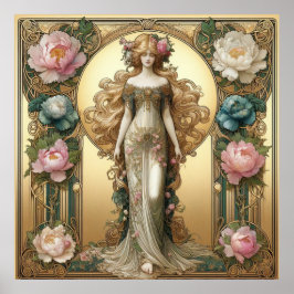 アールヌーボー・レディ・ウィズ ポスター