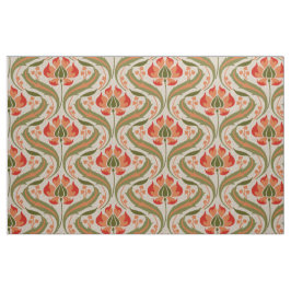 アールヌーボー・ワイルドフラワー柿 ファブリック