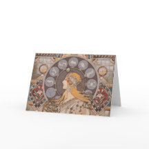 アールヌーボー〔占星術の〕十二宮図bkgrd折り畳みサンキューカード