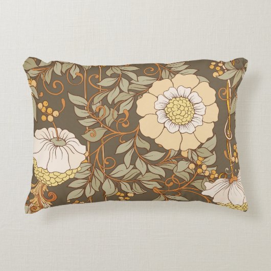 アールヌーボー：装飾フローラヴィンテージ。 アクセントクッション (正面)