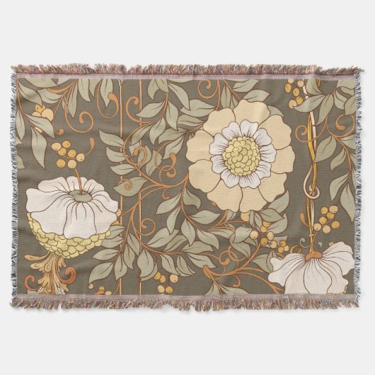 アールヌーボー:装飾フローラヴィンテージ。 スローブランケット (正面)