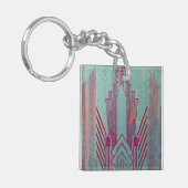 アールヌーボー，赤，ティール（緑がかった色），緑，ヴィンテージ，アートデコ，エル キーホルダー (正面左)