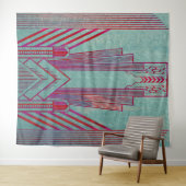 アールヌーボー，赤，ティール（緑がかった色），緑，ヴィンテージ，アートデコ，エル タペストリー (インサイチュ(横))