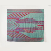 アールヌーボー，赤，ティール（緑がかった色），緑，ヴィンテージ，アートデコ，エル タペストリー (正面(横))