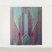 アールヌーボー，赤，ティール（緑がかった色），緑，ヴィンテージ，アートデコ，エル タペストリー (正面)