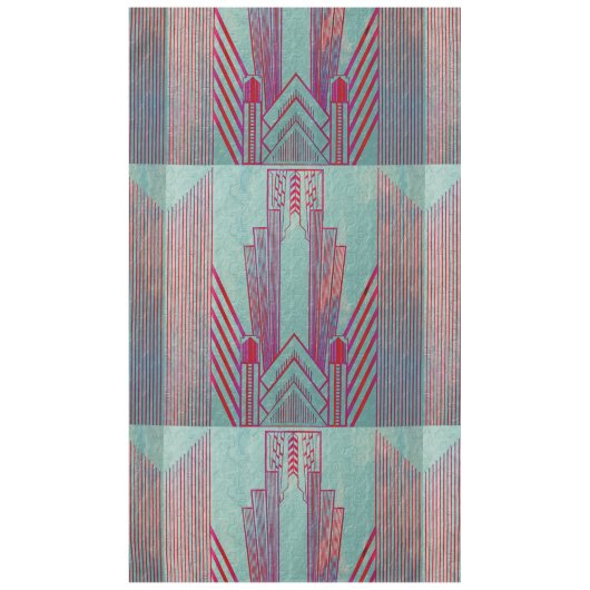 アールヌーボー，赤，ティール（緑がかった色），緑，ヴィンテージ，アートデコ，エル テーブルクロス (正面)