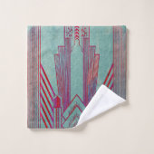 アールヌーボー，赤，ティール（緑がかった色），緑，ヴィンテージ，アートデコ，エル バスタオルセット (ウォッシュタオル)