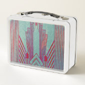 アールヌーボー,赤,ティール(緑がかった色),緑,ヴィンテージ,アートデコ,エル メタルランチボックス (裏面)