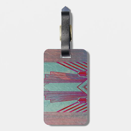 アールヌーボー,赤,ティール(緑がかった色),緑,ヴィンテージ,アートデコ,エル ラゲッジタグ (裏面縦)