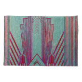 アールヌーボー,赤,ティール(緑がかった色),緑,ヴィンテージ,アートデコ,エレ 枕カバー (裏面)