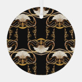 アールヌーボー:金ゴールドブラック ガラスオーナメント (裏面)