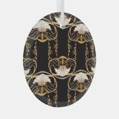 アールヌーボー:金ゴールドブラック ガラスオーナメント (正面右)
