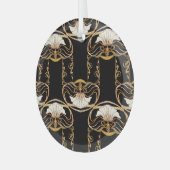 アールヌーボー:金ゴールドブラック ガラスオーナメント (正面左)