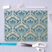 アールヌーボー,金ゴールド,ティール(緑がかった色),パターン,ダマスク,ビクトリアンベル 薄葉紙 (クラフト)