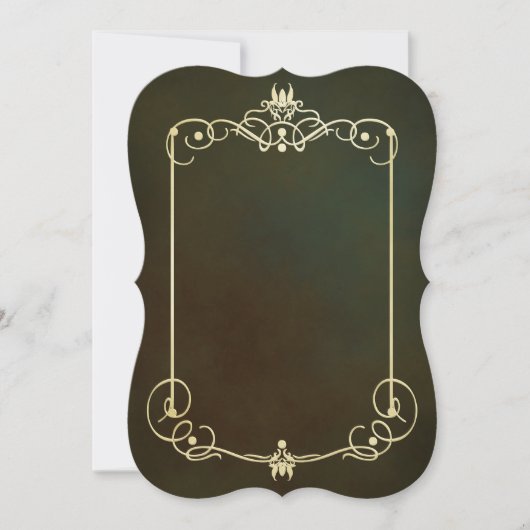 アールヌーボー,金ゴールド,暗いティール(緑がかった色),ビクトリアン,結婚s,カード (正面)