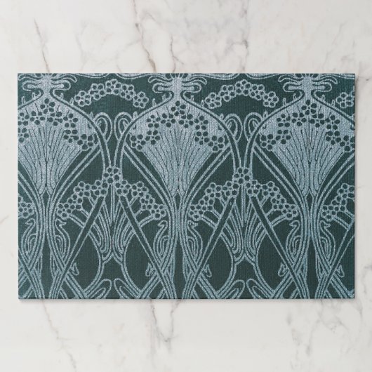 アールヌーボー、銀製灰色の青、パターン、ヴィンテージ、 ペーパーパッド (正面)