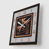 アールヌーボー(銅と黒) スクエア壁時計 (傾斜)