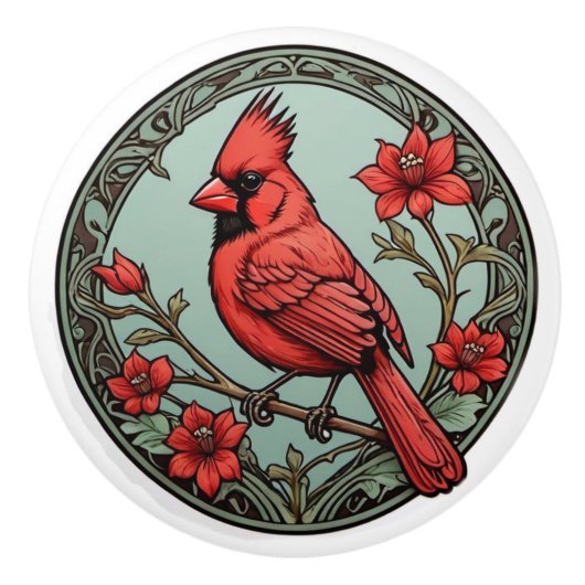 アールヌーボー（鳥）ショウジョウコウカンチョウ セラミックノブ (正面)