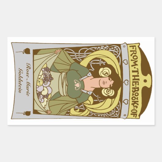 アールヌーボーex天秤座蔵書票、手色 長方形シール (正面)