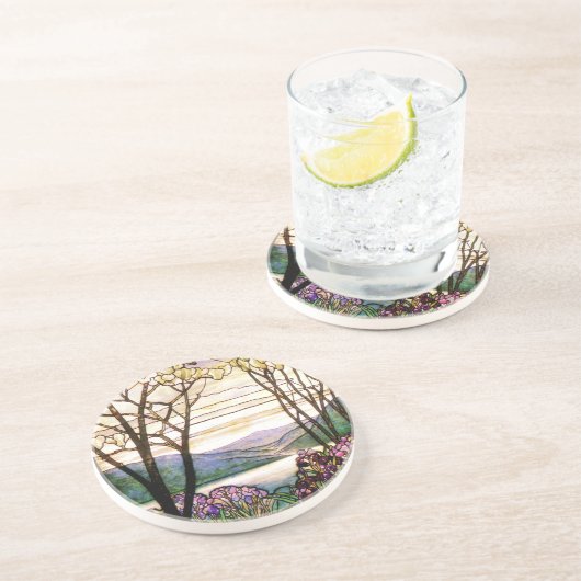 アールヌーボーTiffanyのステンドグラスのヴィンテージのコースター コースター (側面)