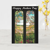 アールヌーボーTiffanyのステンドグラスの自然 カード (黄色い花)