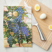 アールヌーボーTiffanyのステンドグラスの自然 キッチンタオル (四つ折り)